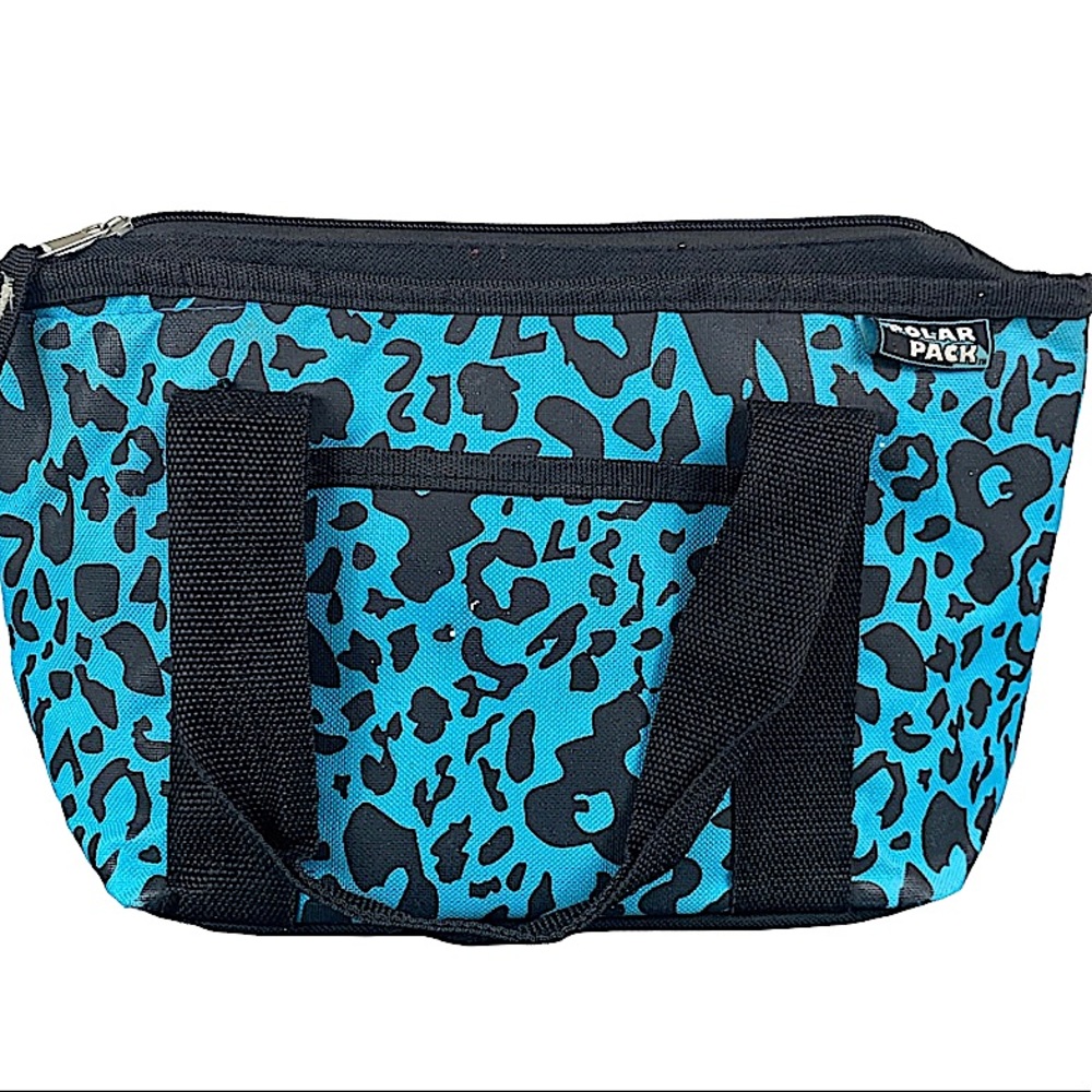 POLAR PACK:  Blue Leopard Print Insulated Lunch Bag Cooler